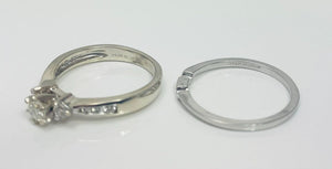 14k White Gold Natural Diamond 2pc Engagement Ring Set