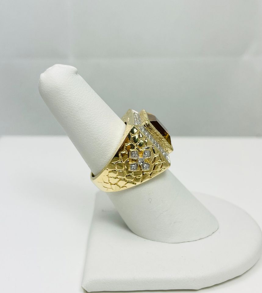Sunny 14k Yellow Gold Natural Citrine Diamond Custom Ring
