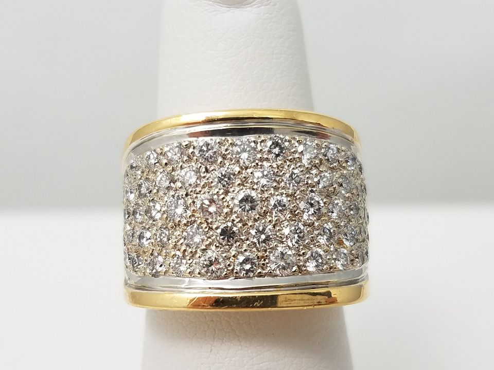 Bold 1ctw Natural Diamond 18k Gold Band Ring