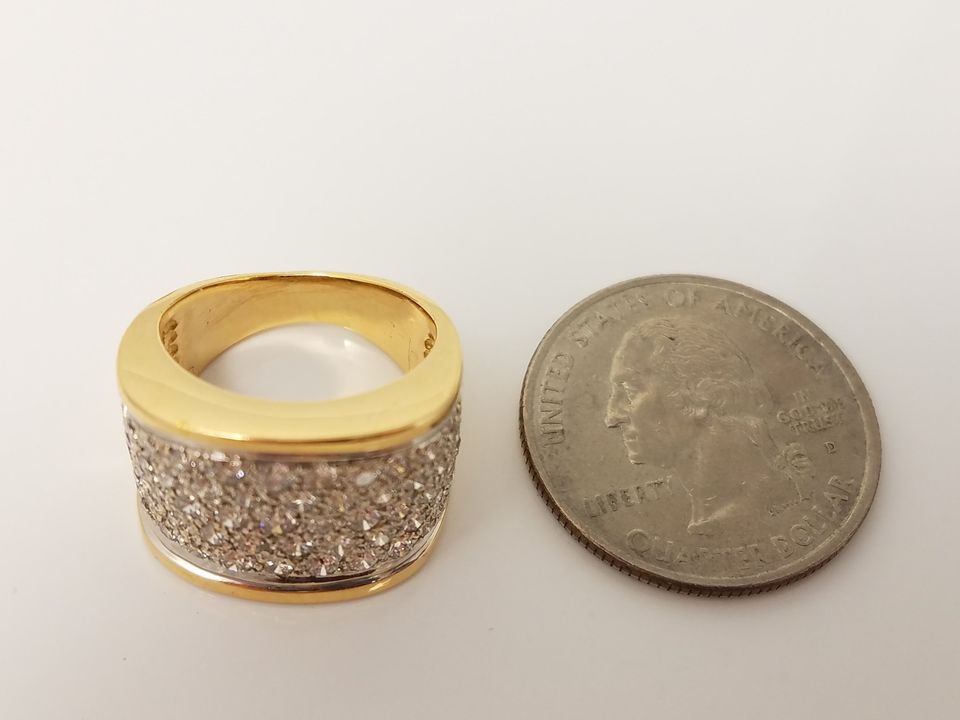 Bold 1ctw Natural Diamond 18k Gold Band Ring