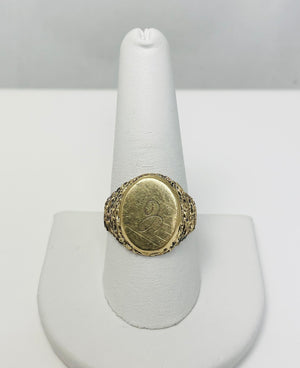 Vintage Men's Solid 10k Yellow Gold Nugget Signet Ring!