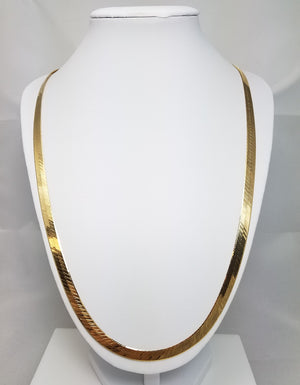 New! 24" 14k Solid Yellow Gold Herringbone Chain Necklace