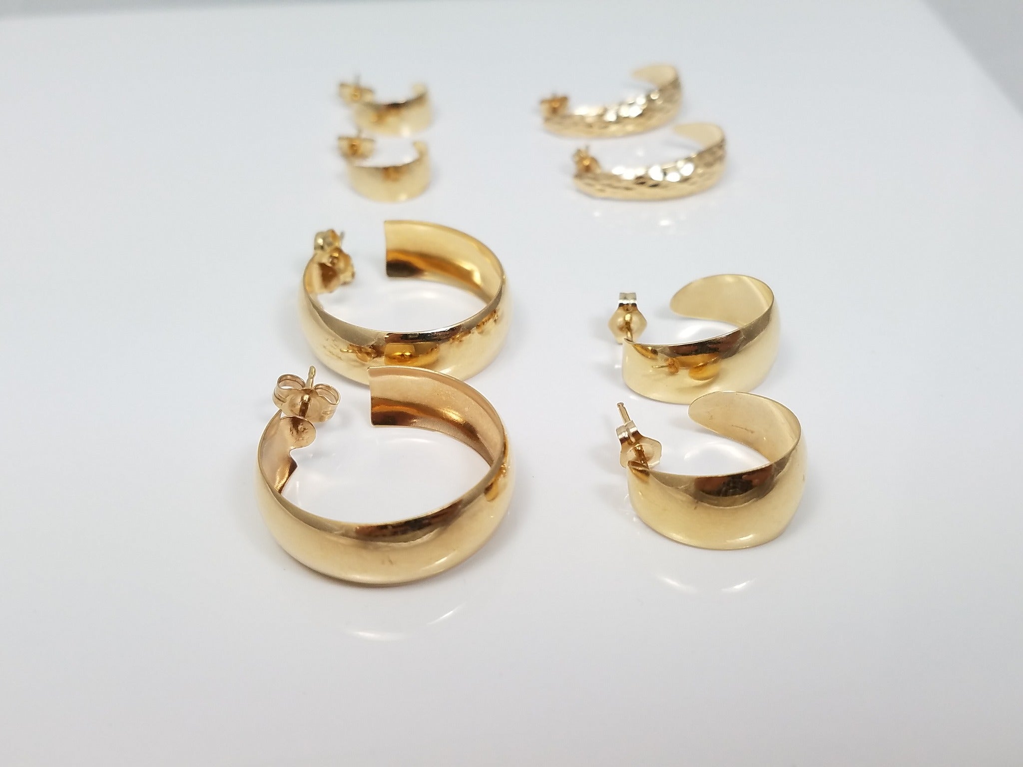 Four Pair 14k Solid Gold J Hoop Earring Lot