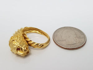 Bold 18k Yellow Gold Ladies Lion Head Ring