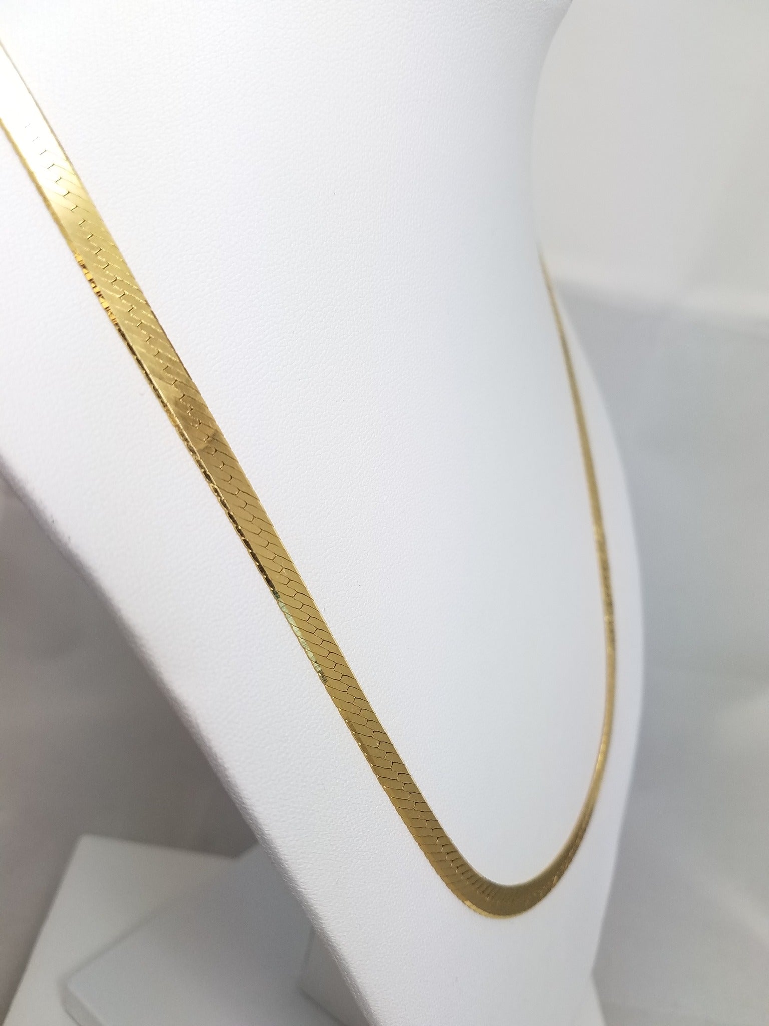 20" 14k Solid Yellow Gold Herringbone Chain Necklace Italy