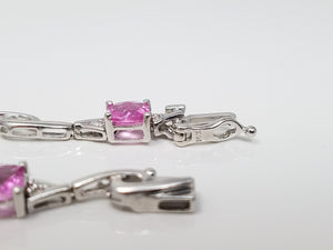 3.50ctw Synthetic Pink Sapphire 14k White Gold Bracelet