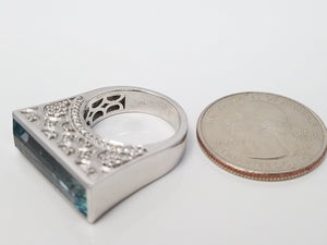 Vogue 4ct Natural Aquamarine Diamond 18k White Gold Ring