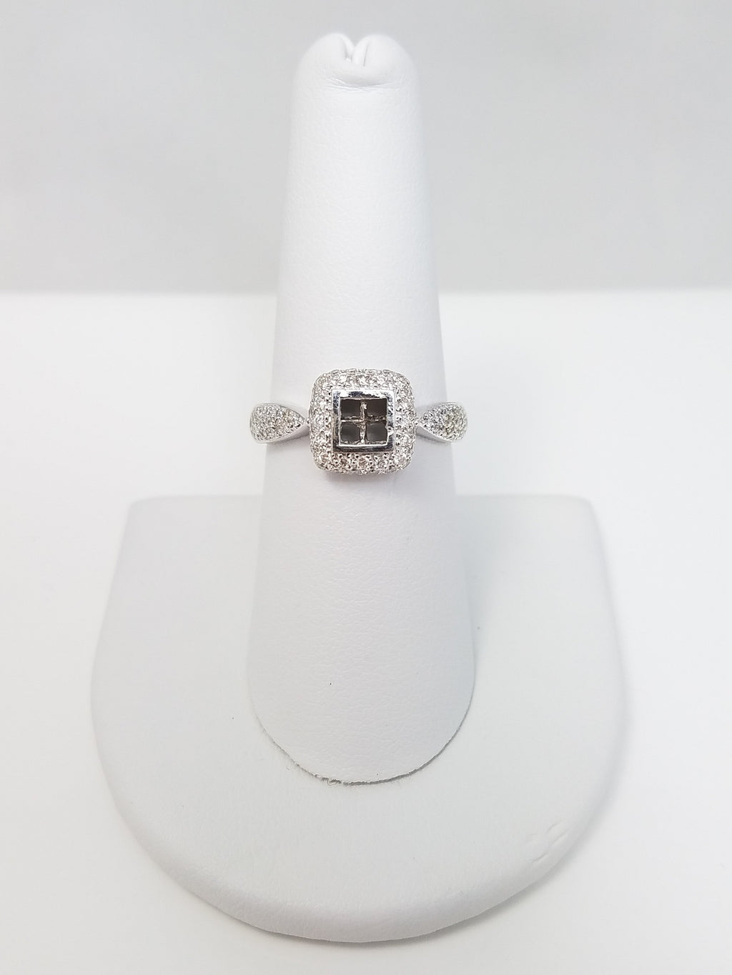 14k White Gold Natural Diamond Ring Mount