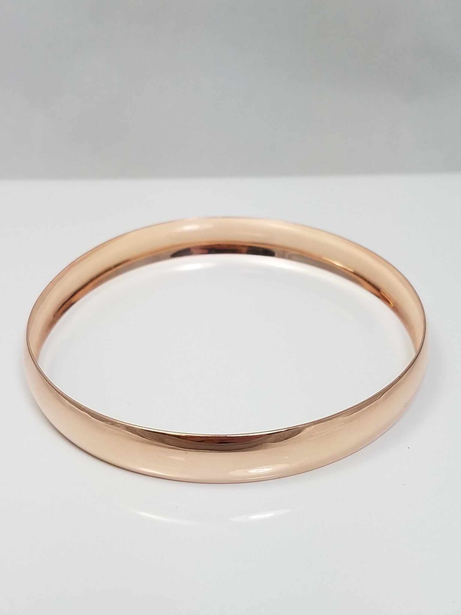 14k Rose Gold Concave Slip On Bangle Bracelet