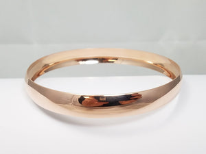 14k Rose Gold Concave Slip On Bangle Bracelet