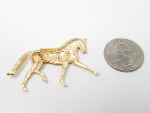 Majestic 14k Yellow Gold Horse Pendant Brooch