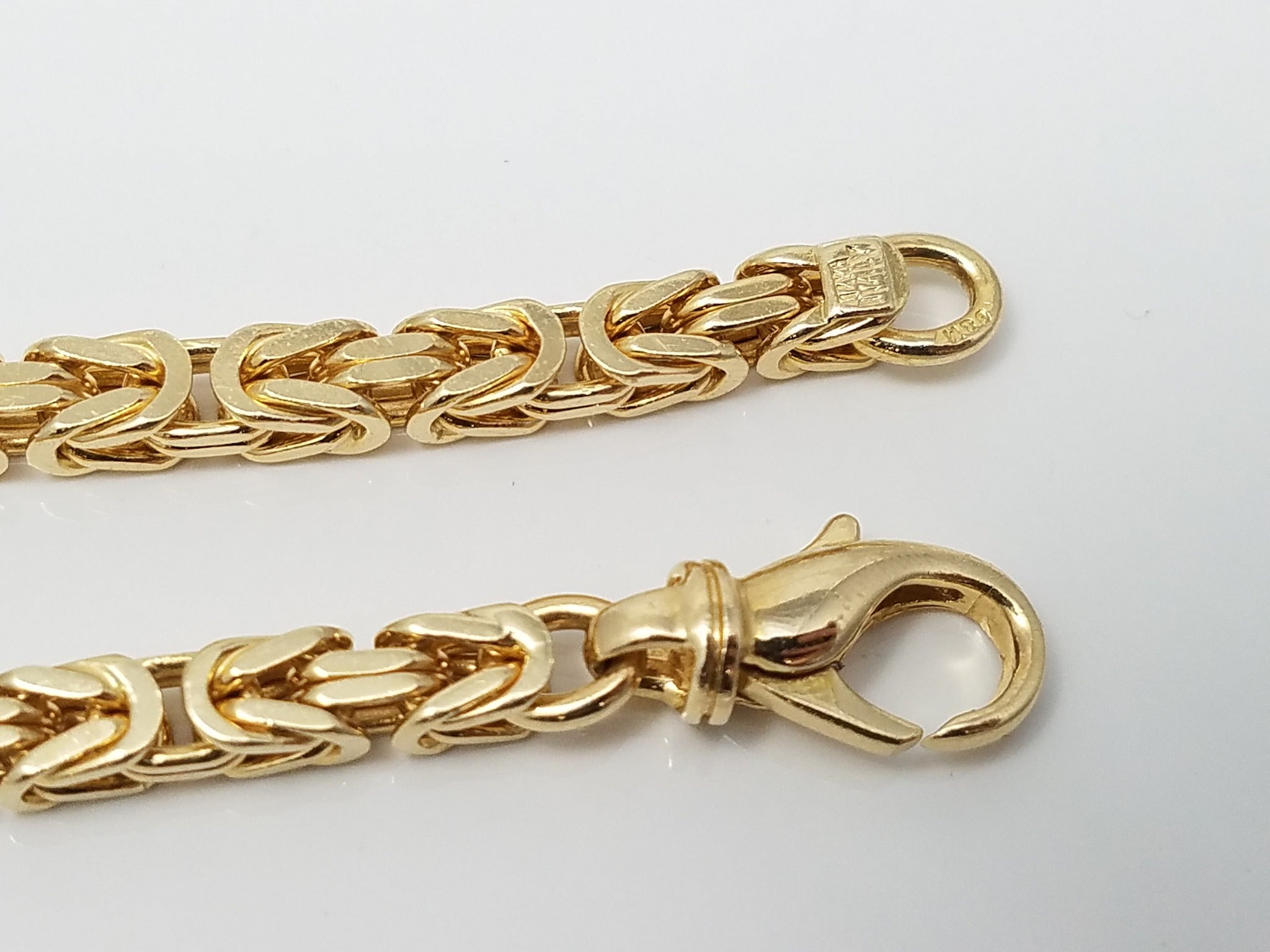 18" Solid 14k Yellow Gold Square Byzantine Chain Necklace