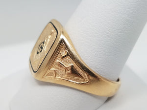 Vintage 14k Solid Gold Men's Masonic Ring