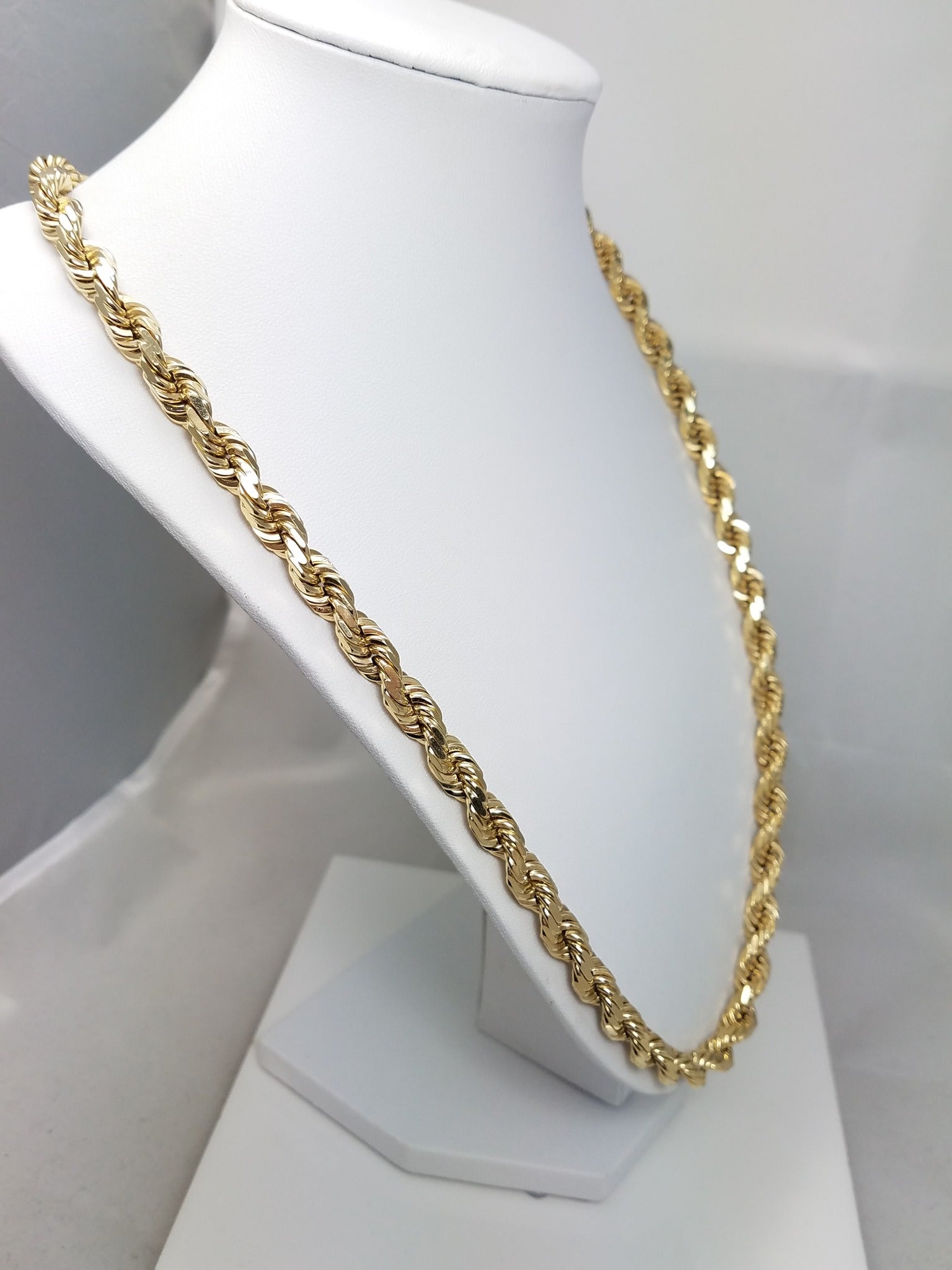 24" 10k Solid Yellow Gold Diamond Cut Rope Chain Necklace