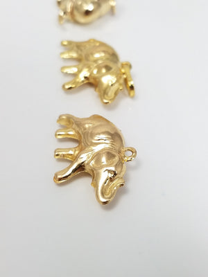 Three 14k 3D Hollow Gold Elephant Charm Pendant Lot