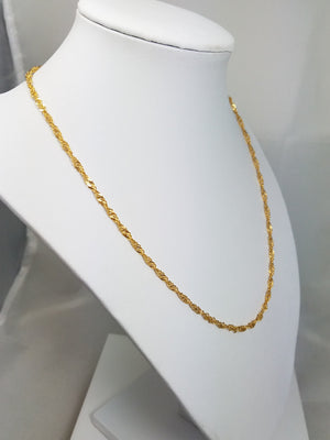 18" 22k Solid Yellow Gold Singapore Link Chain Necklace