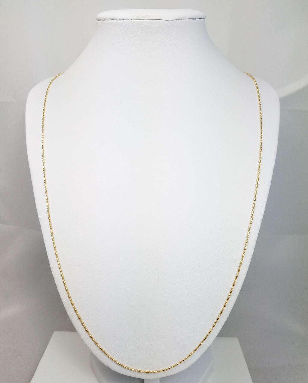 28" 14k Solid Yellow Gold Microbead Chain Necklace