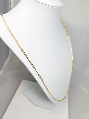 25.75" 14k Solid Gold Fancy Paperclip Chain Necklace