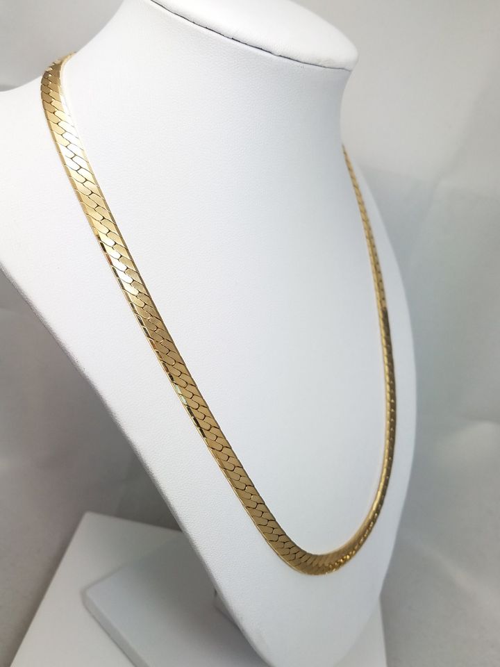 Fabulous 12k Yellow Gold Herringbone Link 20" Necklace