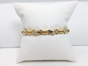 Natural Diamond 14k Two Tone Gold 6.5" Bracelet