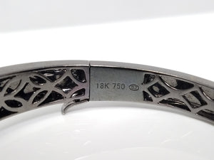 New! 18k Gold Black Rhodium Natural Diamond Bow Bangle Bracelet From Store Closing