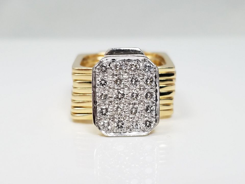 Spectacular 13k-14k Yellow Gold Natural Diamond Ring That Converts To A Bracelet