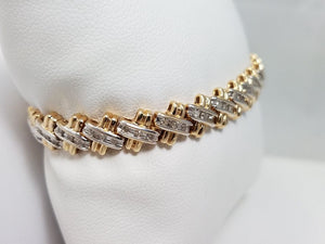 Fabulous Natural Diamond 10k Two Tone Gold 7" Tennis Bracelet