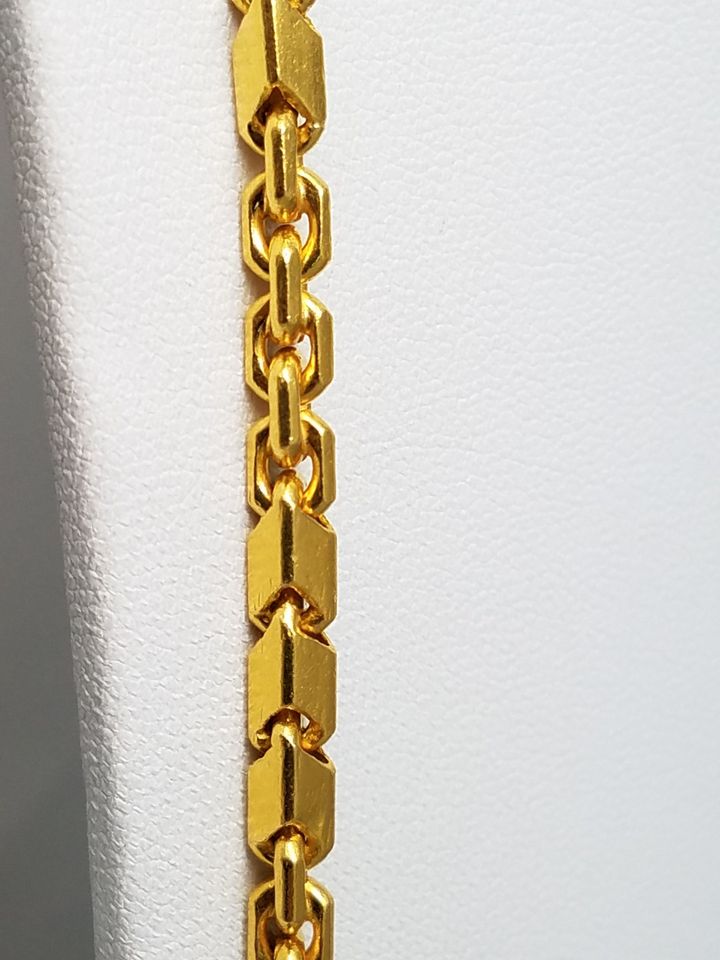 Exquisite 24.5" Solid 23.1K Yellow Gold Custom Made Fancy Link Baht Chain Necklace