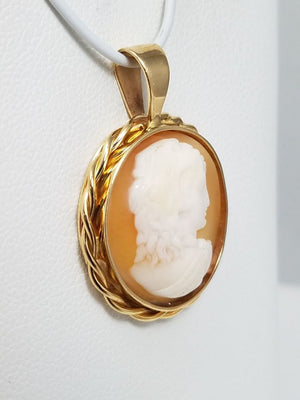 Sophisticated Early 1900's 13k Yellow Gold Natural Shell Cameo Pendant