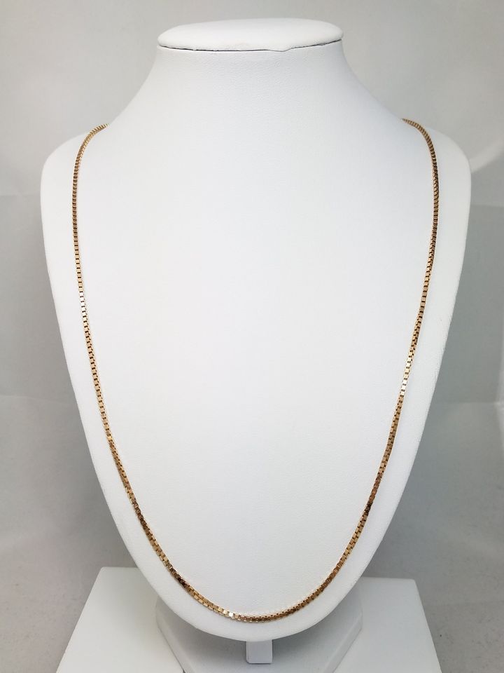 Bold 30" Solid 10k Yellow Gold Box Link Chain Necklace