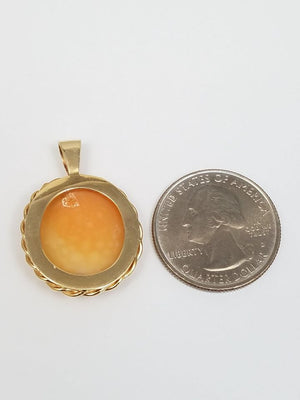 Sophisticated Early 1900's 13k Yellow Gold Natural Shell Cameo Pendant