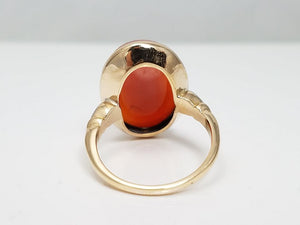 Early 1900's 14k Yellow Gold Hard Stone Agate Cameo Ring