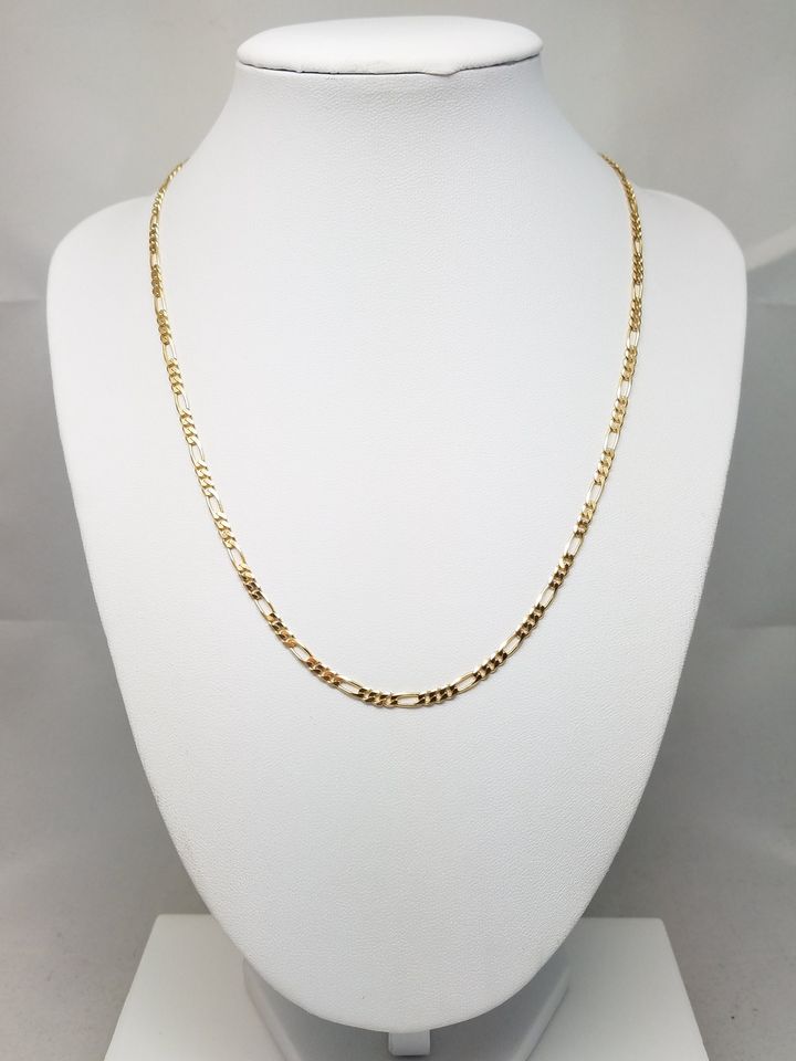 Classic 18" Solid 14k Yellow Gold Figaro Link Chain Necklace Italy