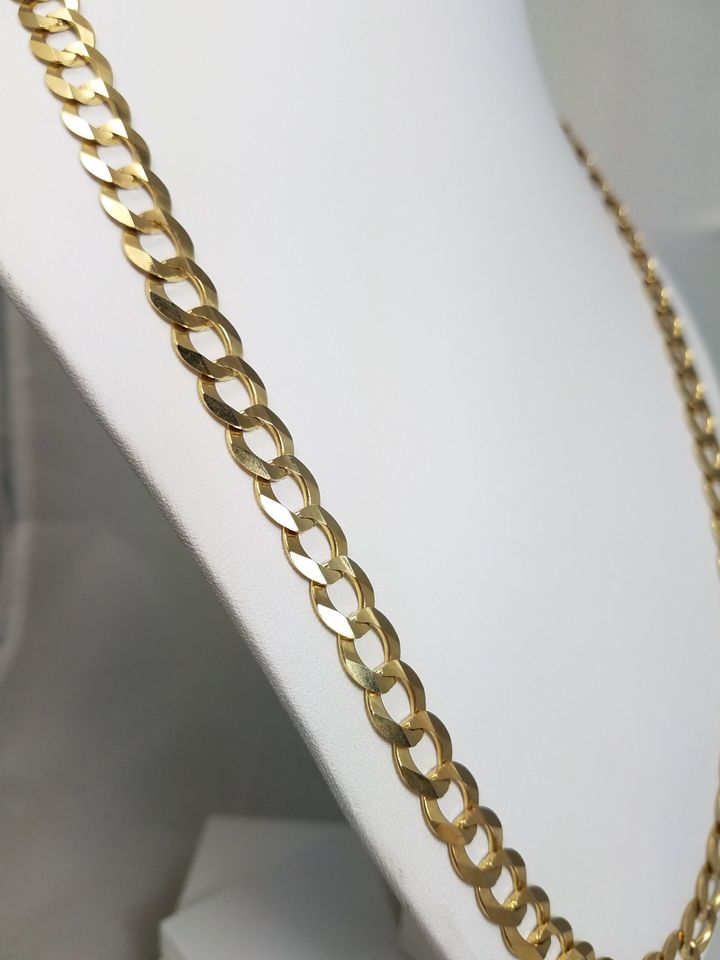 Sporty 24" Solid 10k Yellow Gold Curb Link Chain Necklace