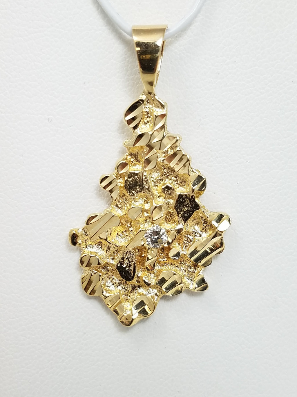 Special Natural Diamond 14k Yellow Gold Nugget Pendant