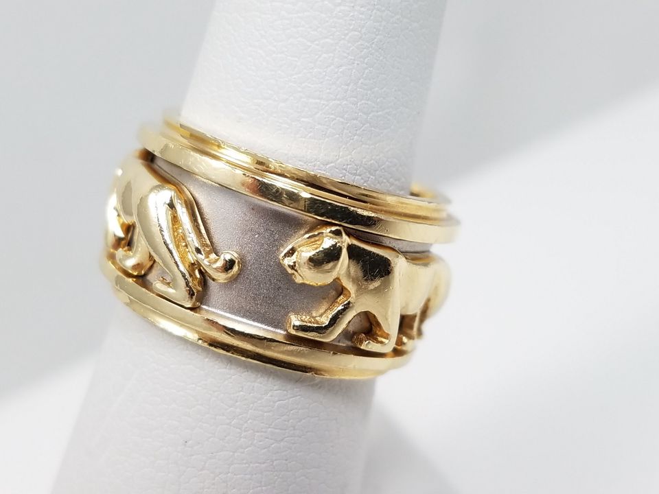 Cool 14k Two Tone Gold Panther Ring