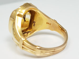 Vintage 14k Yellow Gold Art Nouveau Natural Citrine Ring