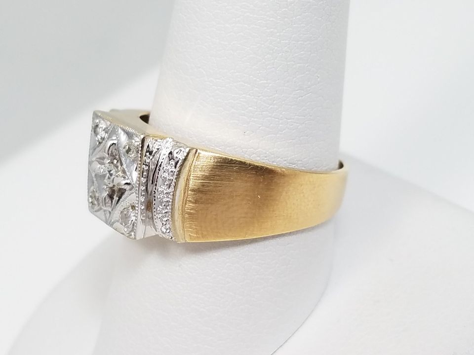 Men's 14k Two-Tone Gold Diamond Accented Ring