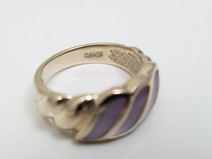 Elegant 14k White Gold Mother Of Pearl Custom Inlaid Ring