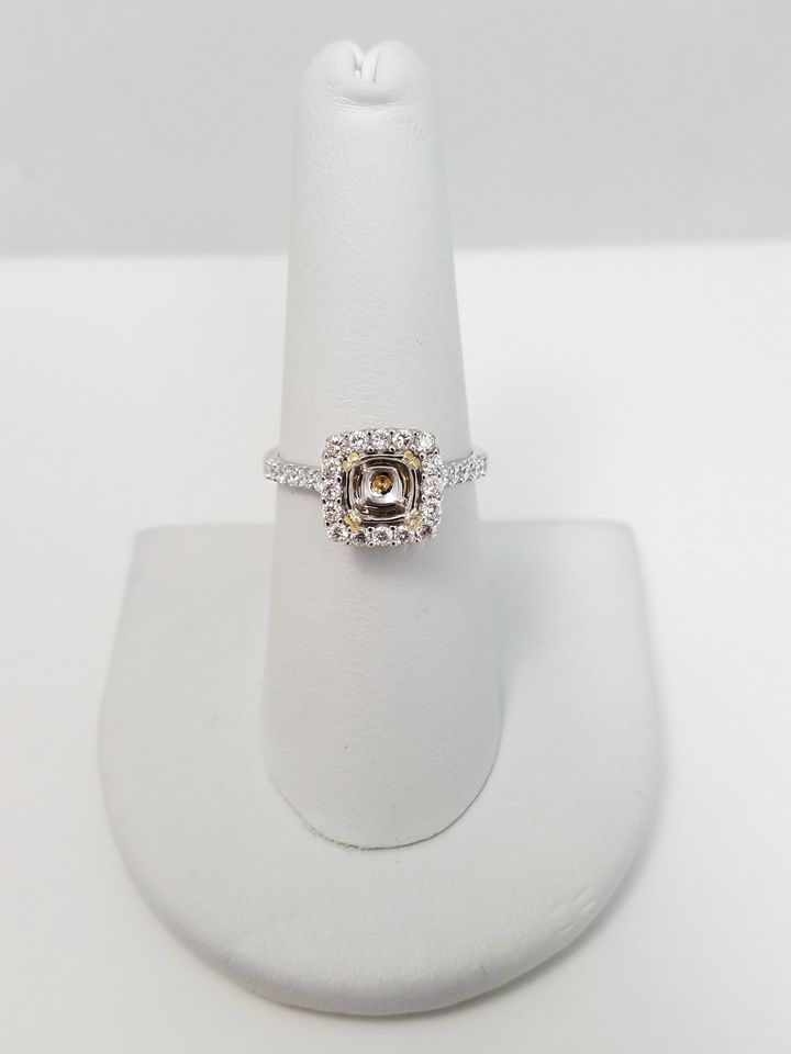 Glamorous 18k White Gold Natural Diamond Engagement Ring Mount