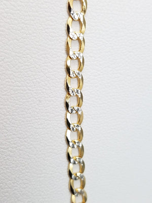 Shimmering 16" Solid 14k Two Tone Gold Curb Link Chain Necklace
