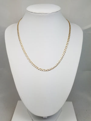 Shimmering 16" Solid 14k Two Tone Gold Curb Link Chain Necklace