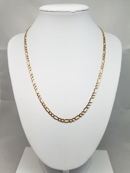 Solid 14k Yellow Gold Figaro Link 18.5" Necklace