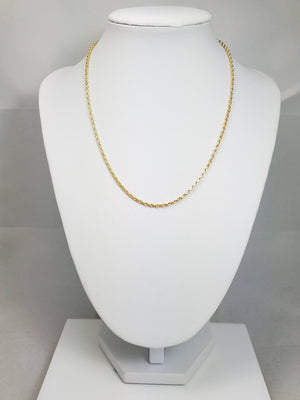 Classic 14k Yellow Gold 2.2mm/16" Diamond Cut Rope Chain Necklace