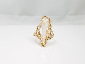 Custom 14k Yellow Gold Natural River Pearl Freeform Ring