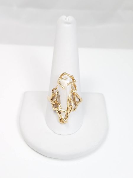 Custom 14k Yellow Gold Natural River Pearl Freeform Ring