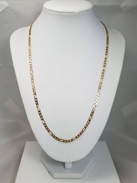 Classic 20.75" Solid 14k Yellow Gold Fancy Figaro Link Chain Necklace