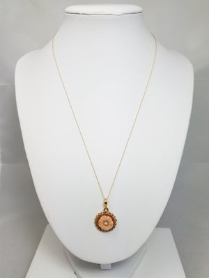 18" 14k Yellow Gold Natural Shell Cameo Pendant Necklace