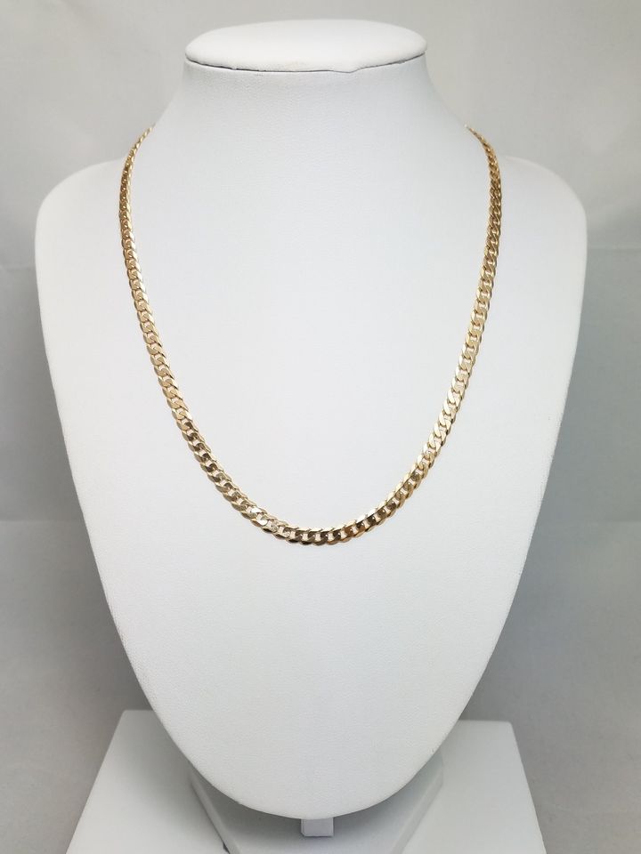 Classic 17.5" Solid 14k Yellow Gold Curb/Cuban Link Chain Necklace