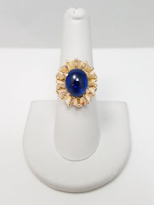 Vintage Synthetic Cabochon 14k Gold Ring